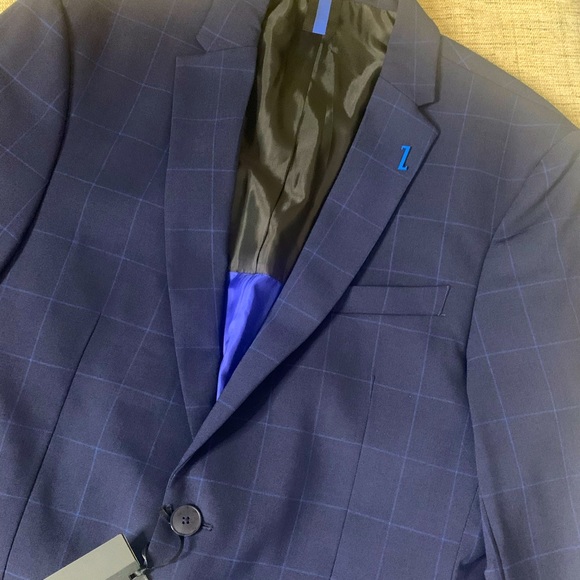 Men’s NWT ZARA MAN Wool Blazer in Navy w/ Allover Windowpane Design Size 38